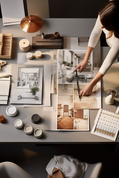 Designer at Work_ Planning and Palette Selection in a Professional Studio Designer at Work_ Planning and Palette Selection in a Professional Studio